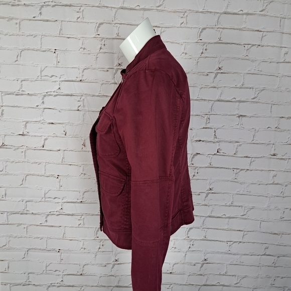ANTHROPOLOGIE Sanctuary Military Moto Field Jacket Burgundy - Picture 5 of 15